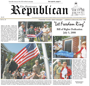 Montezuma Republican / July 7 2008 / FRONT PAGE