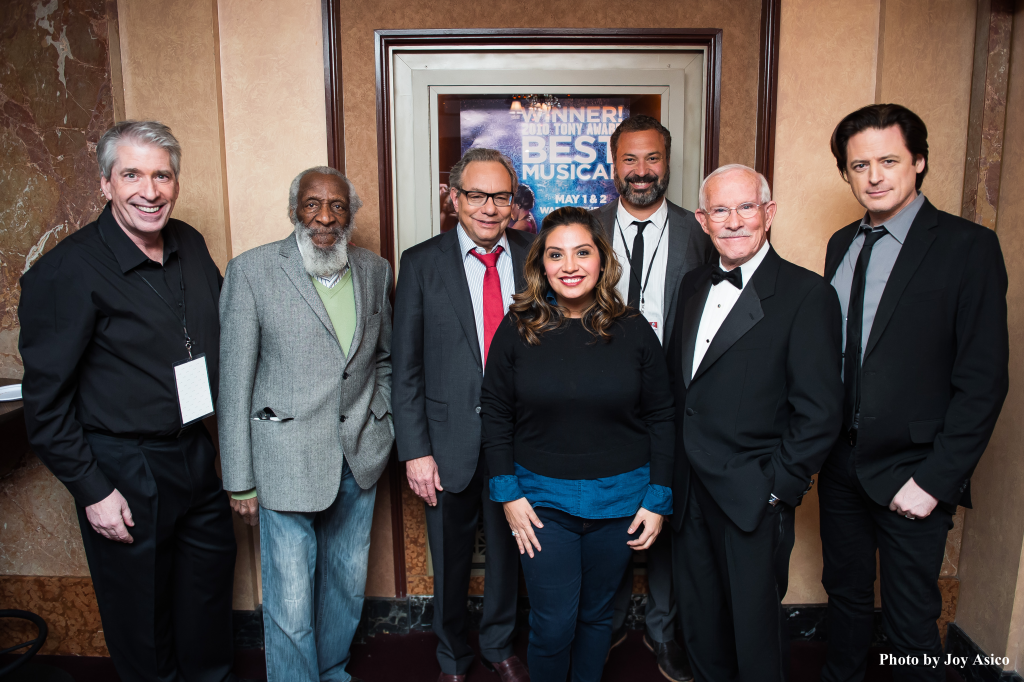 (left-to-right) Chris Bliss, Dick Gregory, Lewis Black, Cristela Alonzo, Ahmed Ahmed,Tom Smothers, John Fugelsang